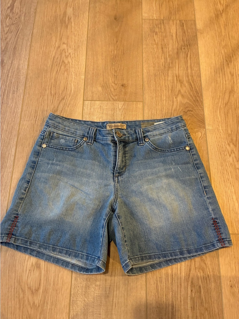 Vintage America Classic Mid-Rise Blue Denim Women's Shorts 6/28